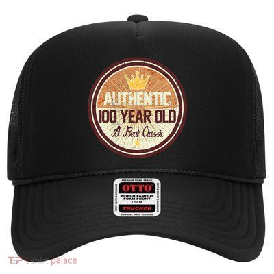 Authentic 90 Year Old Classic 90th Birthday High Crown Mesh Back Trucker Hat