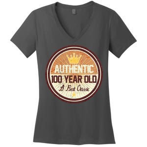 Authentic 90 Year Old Classic 90th Birthday Women's V-Neck T-Shirt