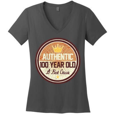Authentic 90 Year Old Classic 90th Birthday Women's V-Neck T-Shirt