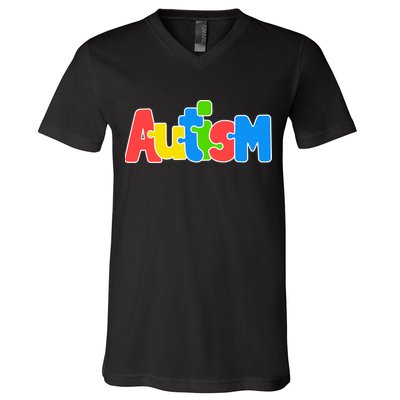 Autism - It's No Prob-llama To Be Different V-Neck T-Shirt
