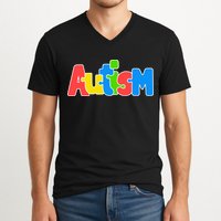 Autism - It's No Prob-llama To Be Different V-Neck T-Shirt