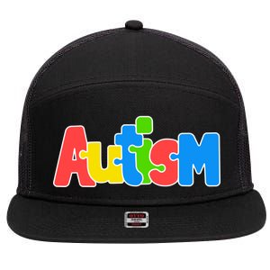 Autism - It's Ok To Be Different Crayons 7 Panel Mesh Trucker Snapback Hat