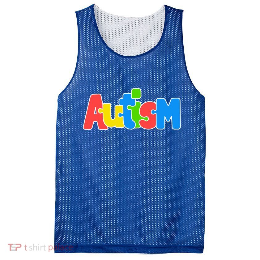 Autism - It's Ok To Be Different Crayons Mesh Reversible Basketball Jersey Tank