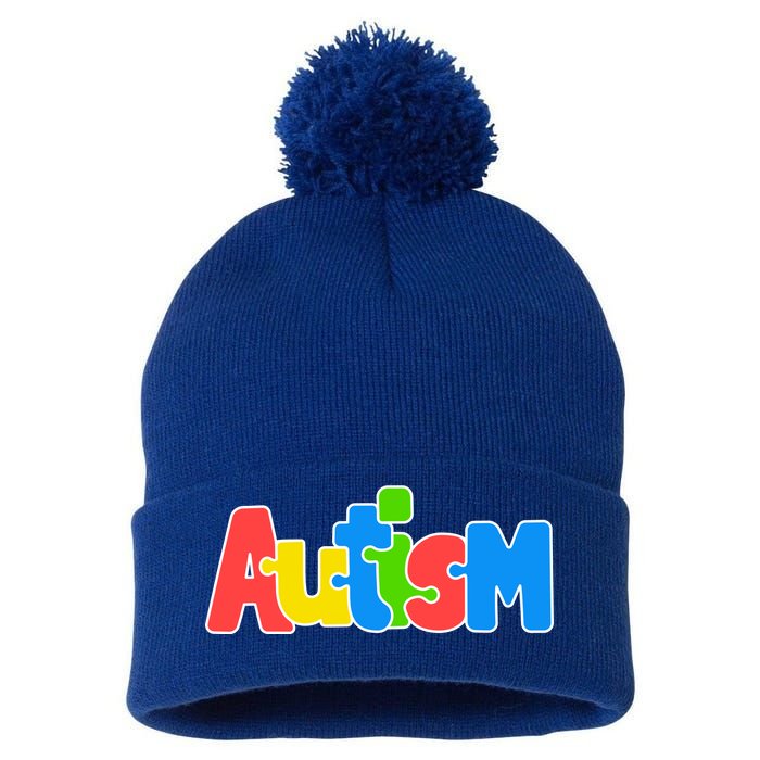 Autism - It's Ok To Be Different Crayons Pom Pom 12in Knit Beanie