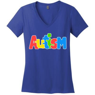 Autism - It's Ok To Be Different Crayons Women's V-Neck T-Shirt