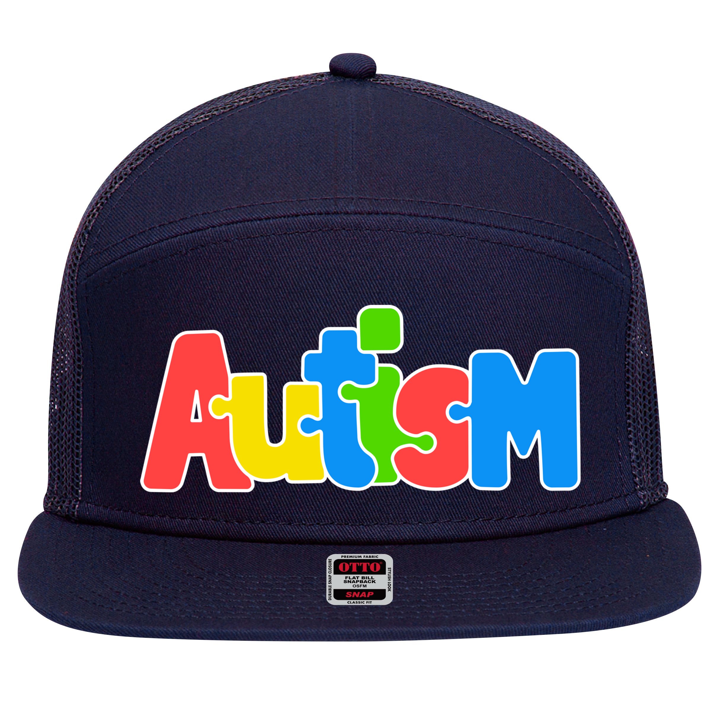 Autism - Love Completes The Puzzle 7 Panel Mesh Trucker Snapback Hat