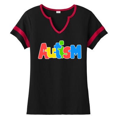 Autism Ladies Halftime Notch Neck Tee