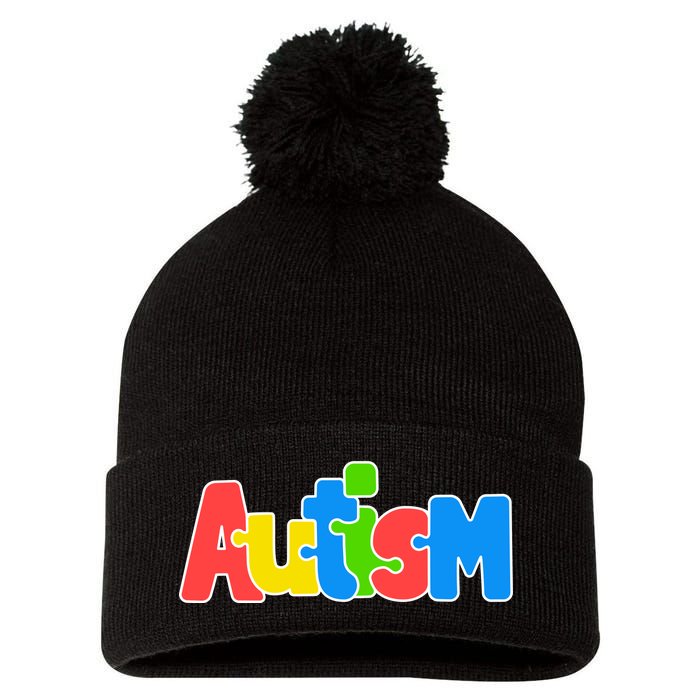 Autism Pom Pom 12in Knit Beanie