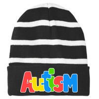 Autism Striped Beanie with Solid Band