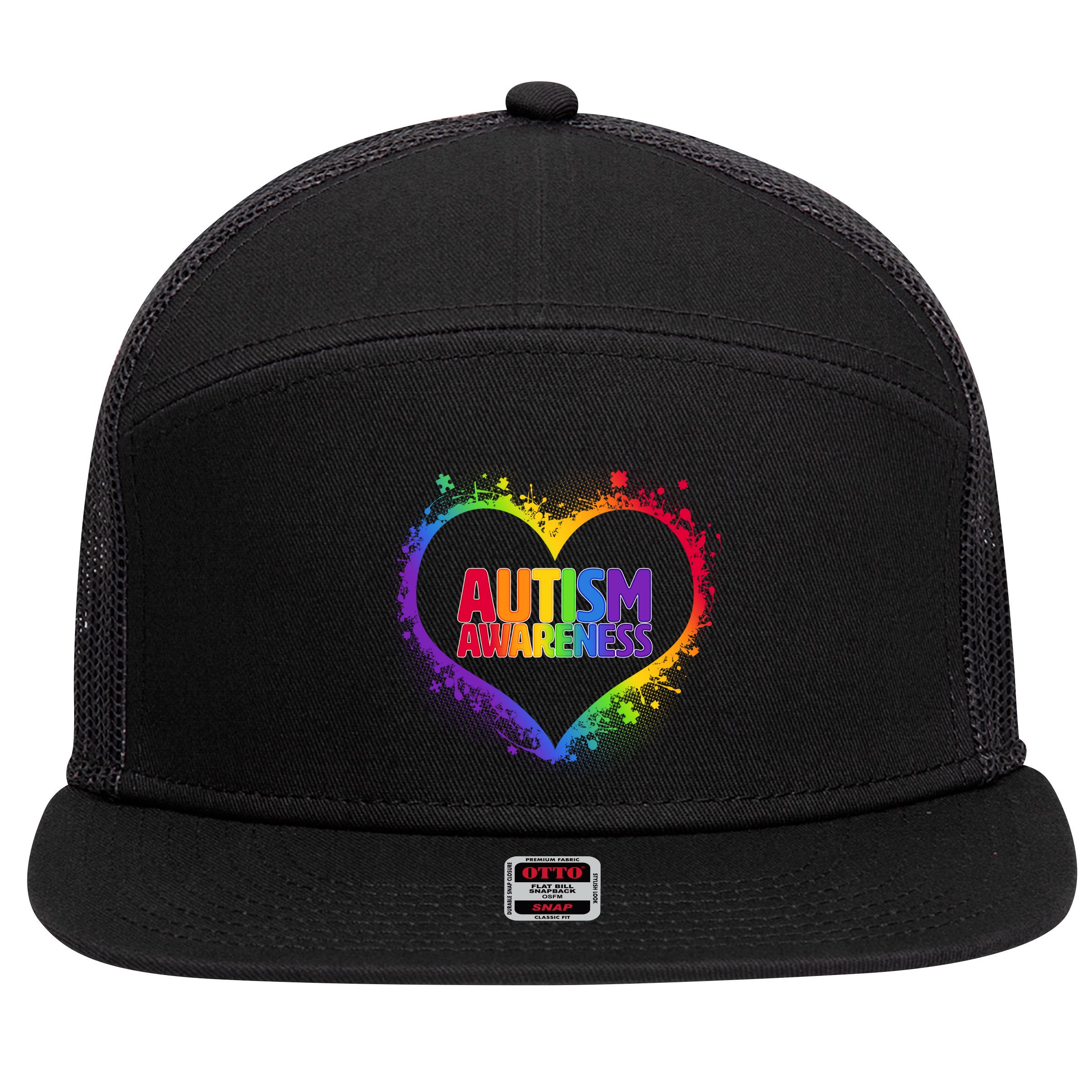 Autism Awareness - Full Of Love 7 Panel Mesh Trucker Snapback Hat