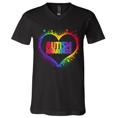 Autism Awareness - Full Of Love V-Neck T-Shirt