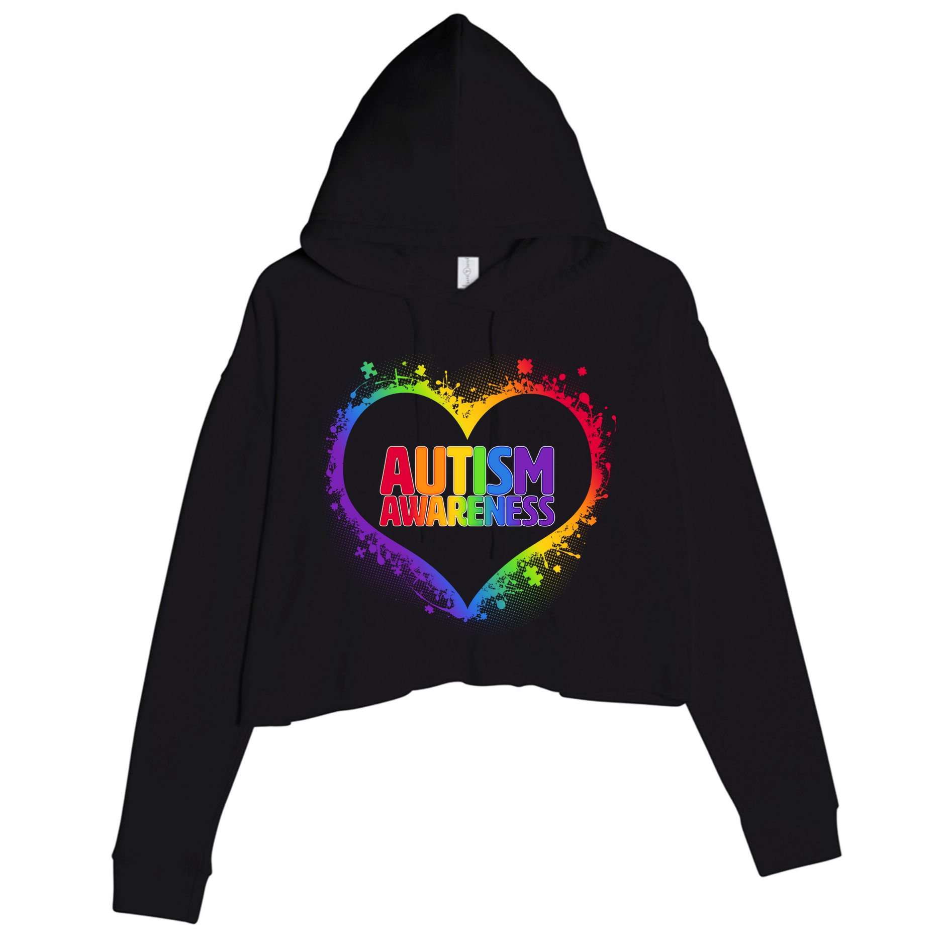 Autism Awareness - Full Of Love Crop Fleece Hoodie