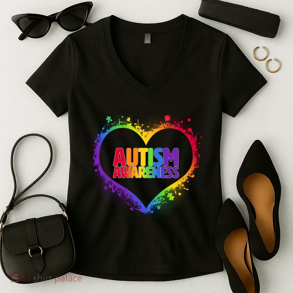 Autism Awareness - Full Of Love Women's V-Neck T-Shirt