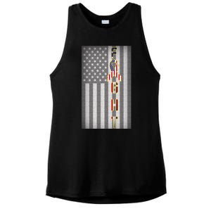 Autism Awareness American Flag Ladies PosiCharge Tri-Blend Wicking Tank