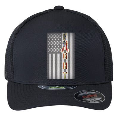 Autism Awareness American Flag Flexfit Unipanel Trucker Cap