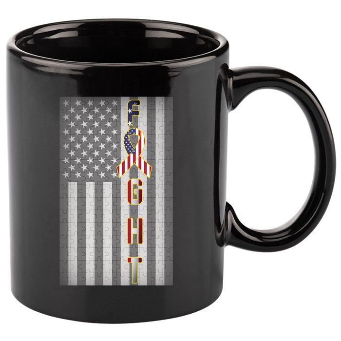 Autism Awareness American Flag 11oz C Handle Ceramic Mug