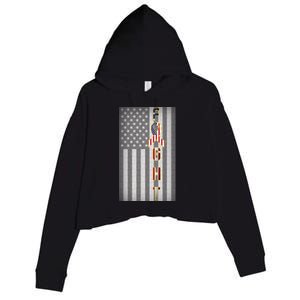 Autism Awareness American Flag Crop Fleece Hoodie