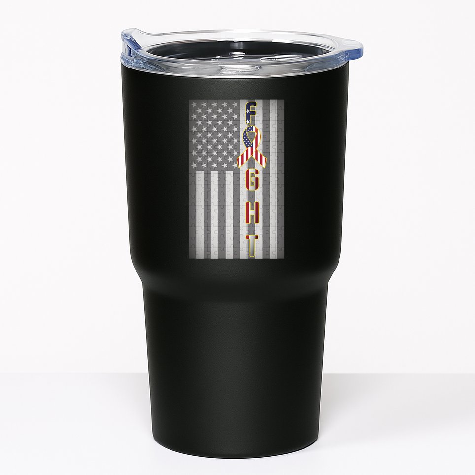Autism Awareness American Flag Tumbler