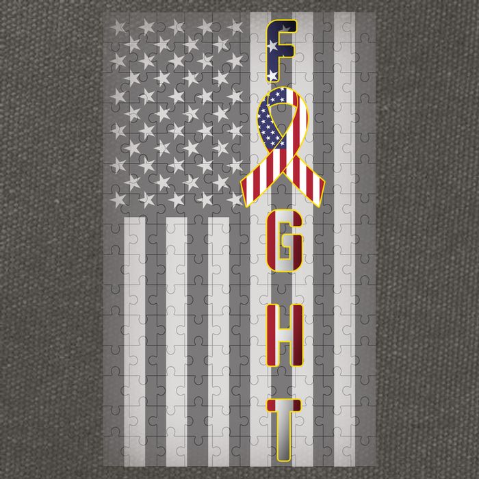 Autism Awareness American Flag Cotton Canvas Backpack
