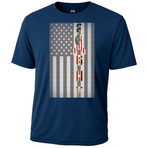 Autism Awareness American Flag Cooling Performance Crew T-Shirt