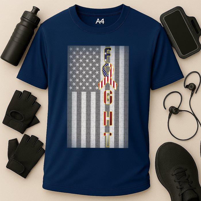 Autism Awareness American Flag Cooling Performance Crew T-Shirt