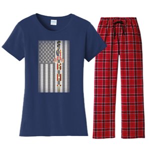 Autism Awareness American Flag Women's Flannel Pajama Set