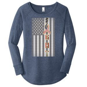 Autism Awareness American Flag Women's Perfect Tri Tunic Long Sleeve Shirt