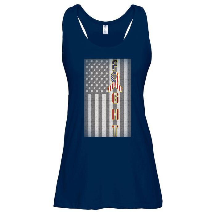 Autism Awareness American Flag Ladies Essential Flowy Tank