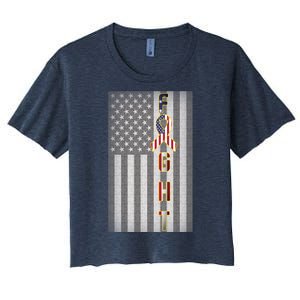 Autism Awareness American Flag Women's Crop Top Tee