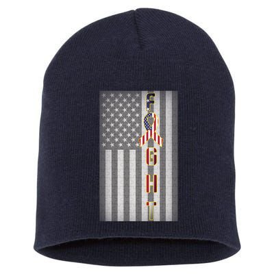 Autism Awareness American Flag Short Acrylic Beanie