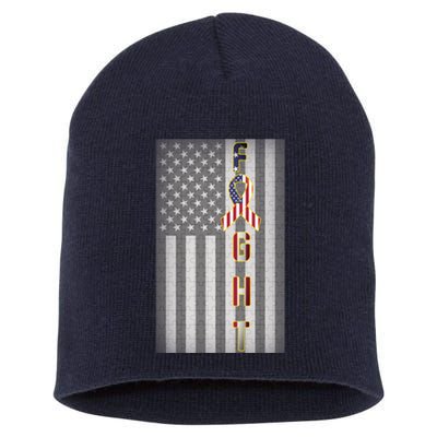 Autism Awareness American Flag Short Acrylic Beanie