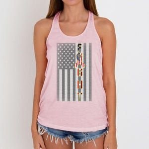 Autism Awareness American Flag Women's Knotted Racerback Tank