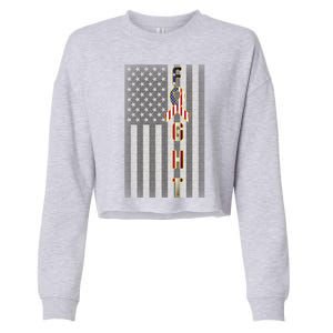 Autism Awareness American Flag Cropped Pullover Crew