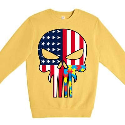 Autism Awareness American Skull Premium Crewneck Sweatshirt