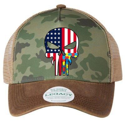 Autism Awareness American Skull Legacy Tie Dye Trucker Hat
