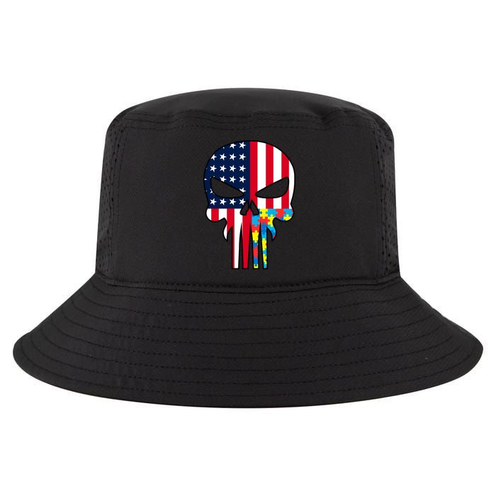 Autism Awareness American Skull Cool Comfort Performance Bucket Hat