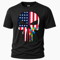 Autism Awareness American Skull Cooling Performance Crew T-Shirt