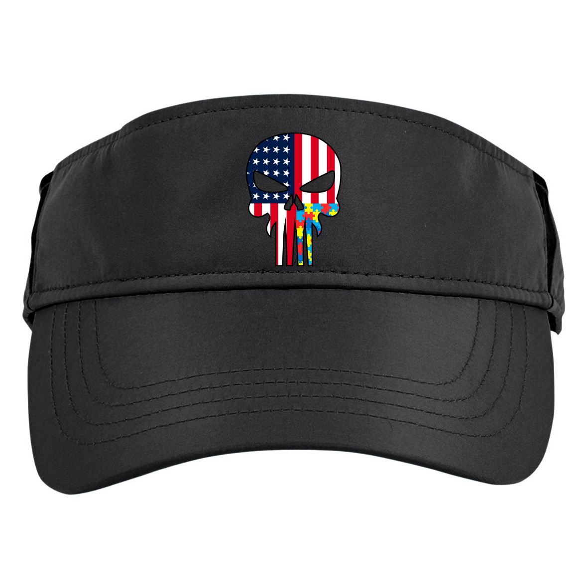 Autism Awareness American Skull Adult Drive Performance Visor