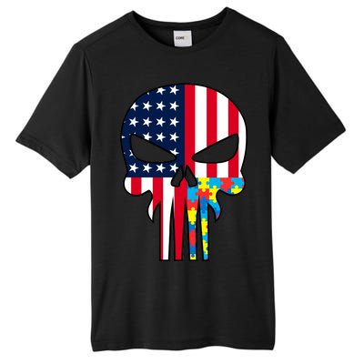 Autism Awareness American Skull Tall Fusion ChromaSoft Performance T-Shirt