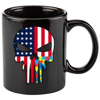 Autism Awareness American Skull 11oz C Handle Ceramic Mug