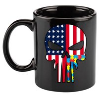 Autism Awareness American Skull 11oz C Handle Ceramic Mug