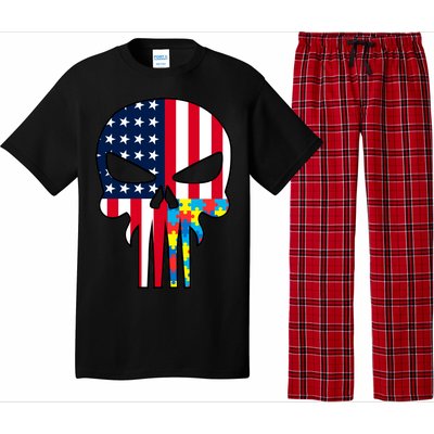 Autism Awareness American Skull Pajama Set