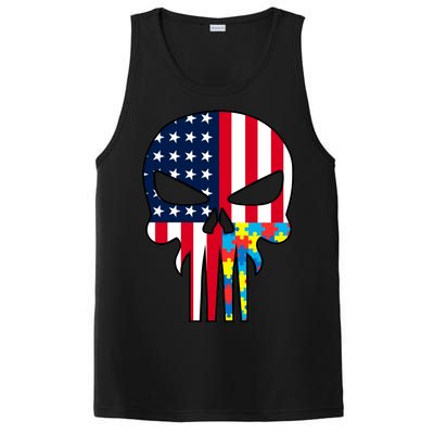 Autism Awareness American Skull PosiCharge Competitor Tank