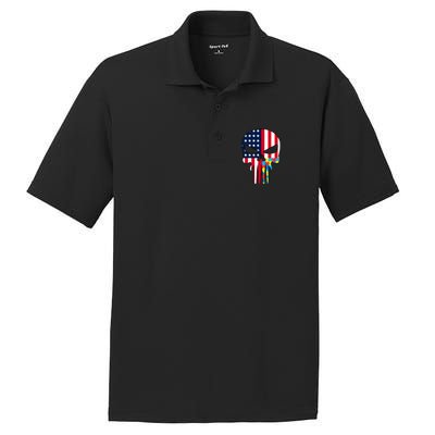 Autism Awareness American Skull PosiCharge RacerMesh Polo