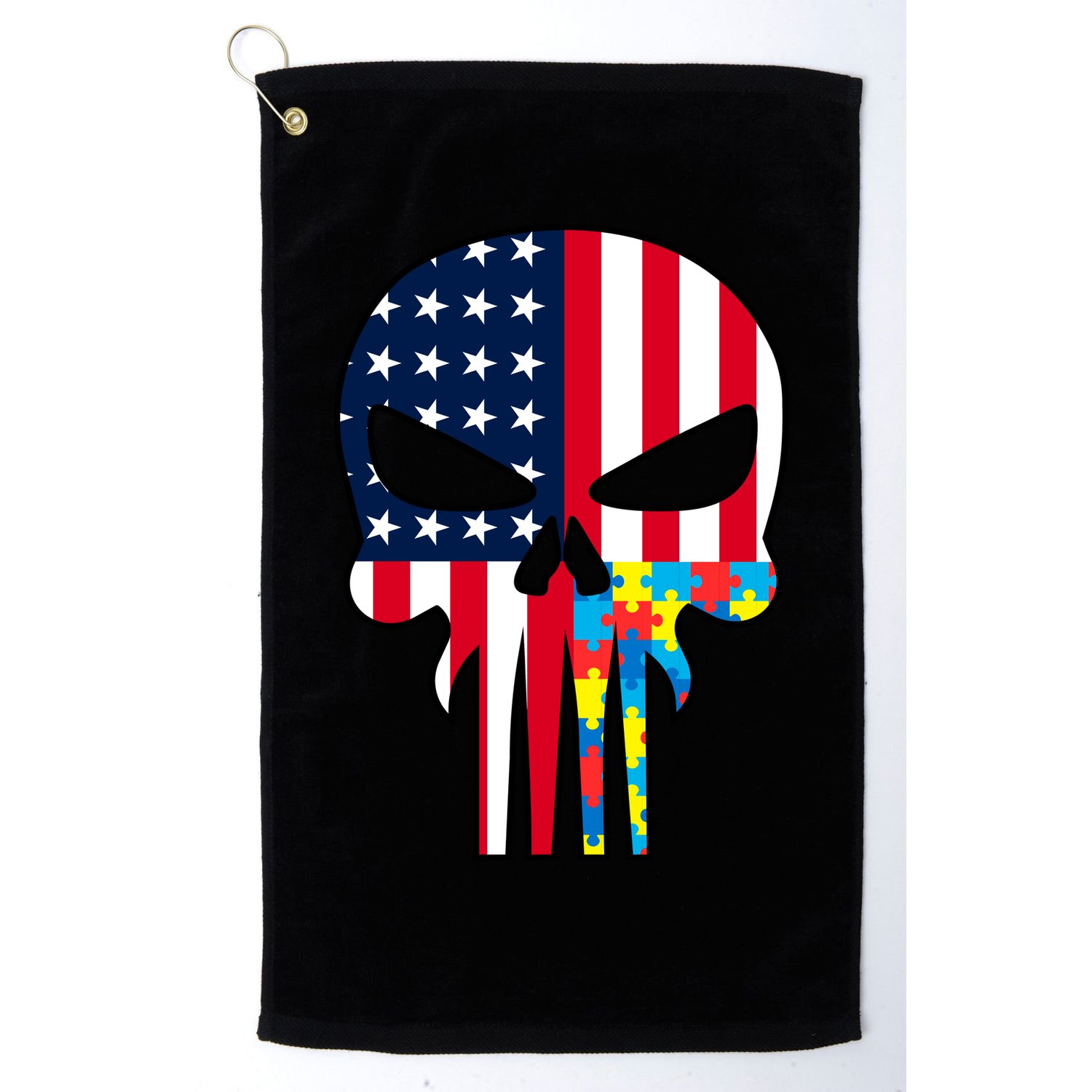 Autism Awareness American Skull Golf Towel