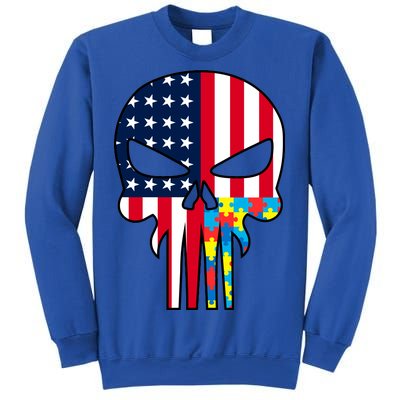 Autism Awareness American Skull Sweatshirt