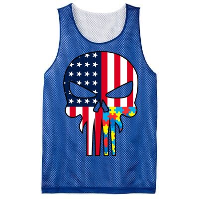 Autism Awareness American Skull Mesh Reversible Basketball Jersey Tank