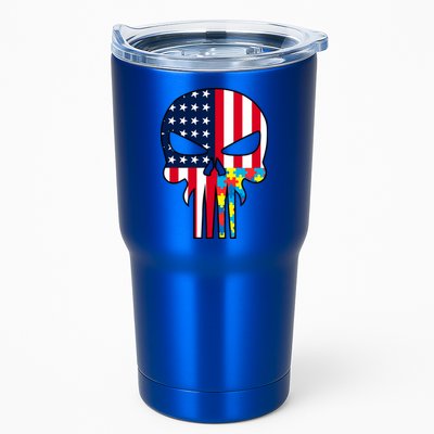 Autism Awareness American Skull Tumbler