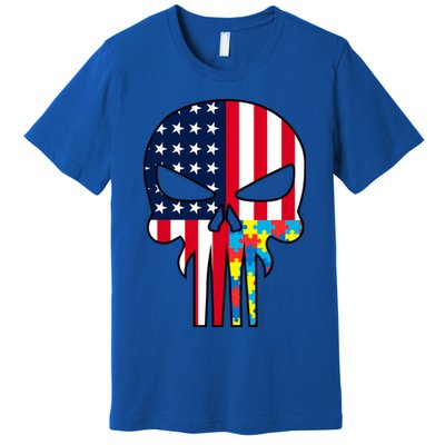 Autism Awareness American Skull Premium T-Shirt