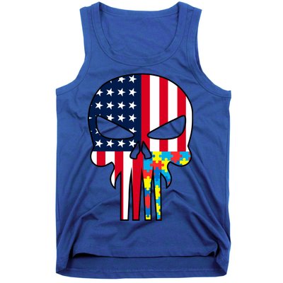 Autism Awareness American Skull Tank Top